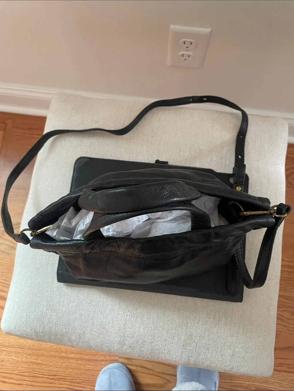 Madewell Black Leather Shoulder Bag with Top Handles